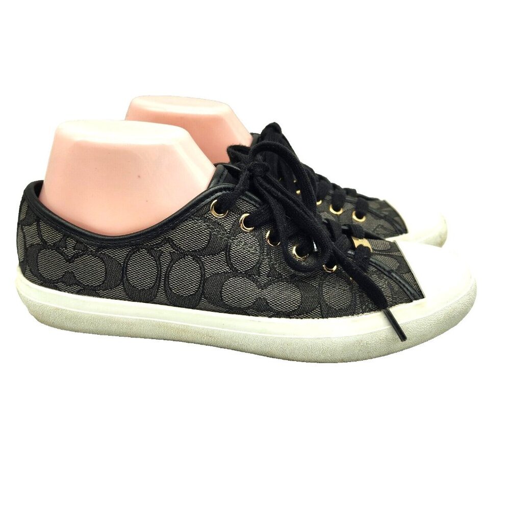 Coach Women's Empire Sneaker Shoe Size 9 Black Signature Print Casual Low Top